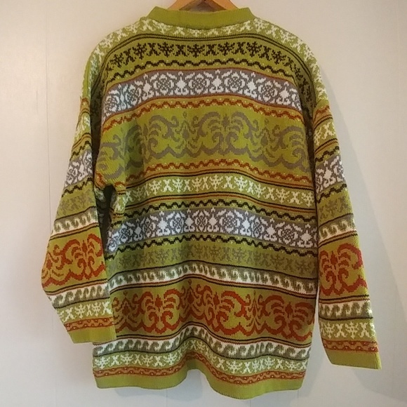 Vintage Private Eyes Bright Green Pullover Sweater - Picture 4 of 5